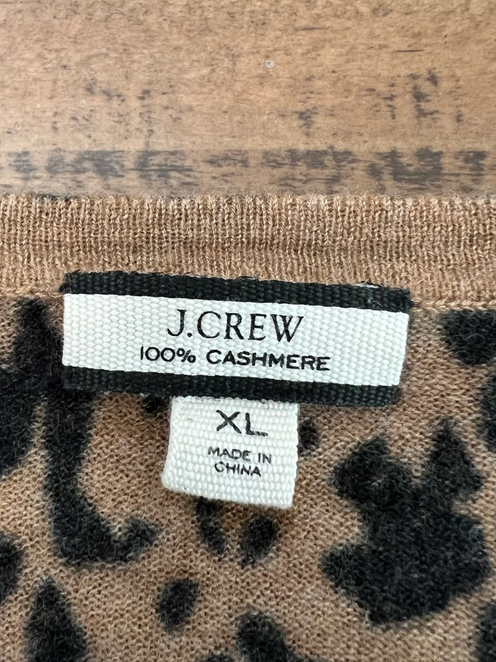 J. Crew Cashmere Animal Print Cardigan Sweater XL
